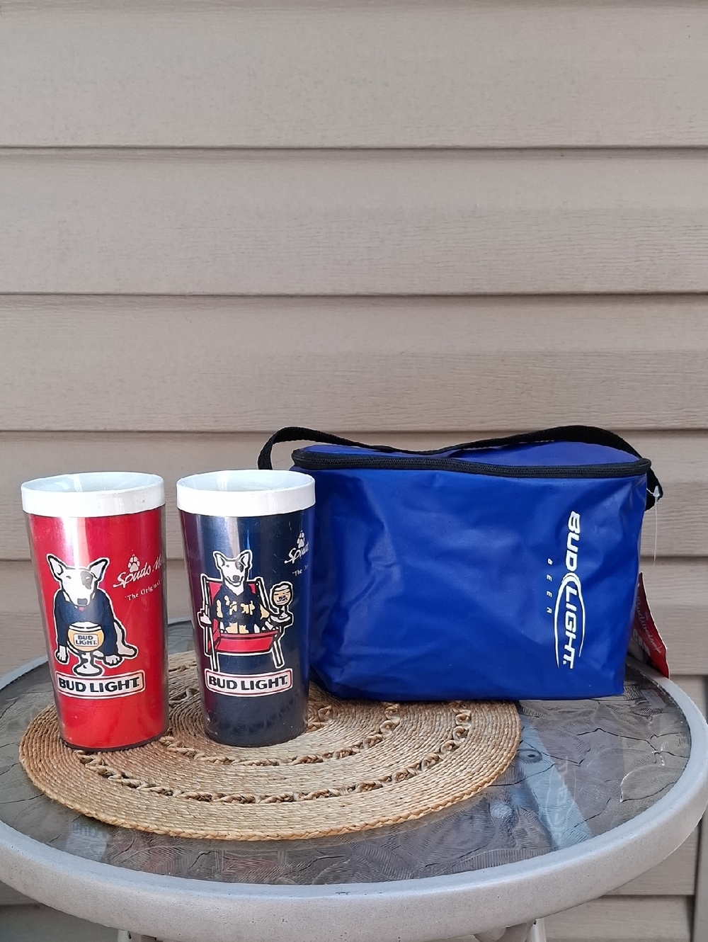 Bud Light Lot,  (2) Vintage Spuds MacKenzie Cups, NWT Six Can ‘Ice- N - Go Bag